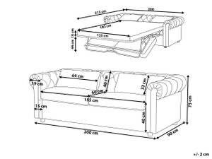 Canapé 3 places CHESTERFIELD Vert émeraude - Vert - Chêne foncé - 200 x 75 x 90 cm