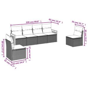 Gartensitzgruppe K860(6-tlg) Schwarz - Massivholz - 69 x 62 x 55 cm