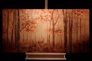 Bild handgemalt Patron of the Forest Beige - Braun - Massivholz - Textil - 120 x 60 x 4 cm