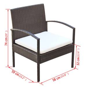 Garten-Sofagarnitur Braun - Metall - Polyrattan - 40 x 37 x 75 cm