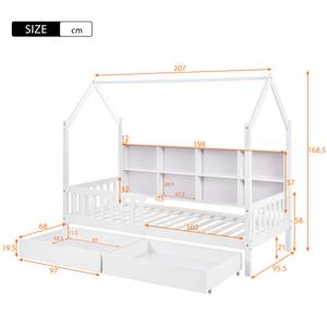 Stauraumbett SHEFHomey Ⅰ Weiß - Holzwerkstoff - Massivholz - Holzart/Dekor - 96 x 169 x 207 cm