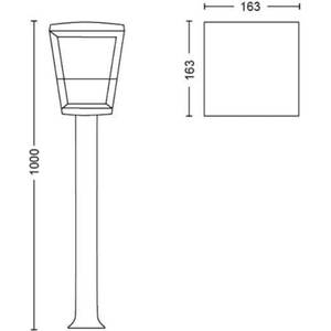 Wegeleuchte Econic Schwarz - Weiß - Glas - Metall - 17 x 100 x 17 cm