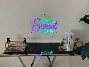 LED-Schilder Home Sweet Home Kunststoff - 50 x 36 x 2 cm