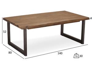 Maro Couchtisch 80x140 Braun - Massivholz - 80 x 52 x 140 cm