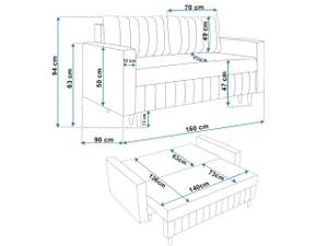 2-Sitzer Sofa CASTELO Hellgrau