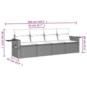 Gartensitzgruppe K5159(4-tlg) Schwarz - Massivholz - 69 x 62 x 55 cm