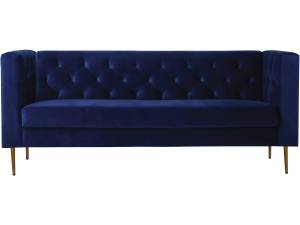 Festes Samtsofa "Bruce" - 196 x 76 x 82 Blau