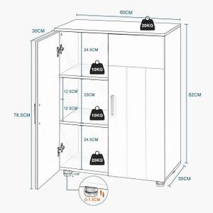 Badezimmerschrank Birgitt Weiß - Holzwerkstoff - 60 x 82 x 30 cm