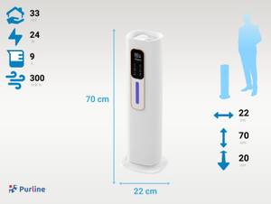 Luftbefeuchter HYDRO 20 Weiß - Kunststoff - 22 x 70 x 20 cm
