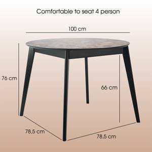 Orion 100cm runder Esstisch aus Holz Schwarz - Dunkelgrau