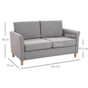 Doppelsofa 833-653GY Grau - Massivholz - 65 x 78 x 141 cm