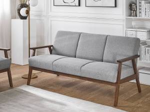 3-Sitzer Sofa ASNES Grau - Hellgrau - Eiche Dunkel