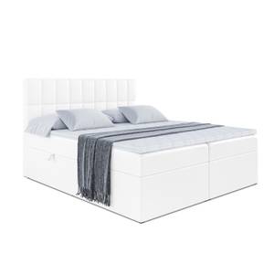 Boxspringbett MIAMI Hochglanz Weiß - Breite: 140 cm - H4