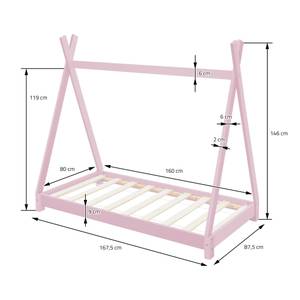 Kinderbett Tipi 80x160 cm Rosa Rosé