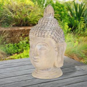 Buddha Kopf Figur 30x30x55 cm Beige/Grau 30 x 55 x 30 cm