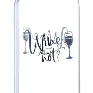 Weinflasche mit Glas 750 ml Schwarz - Silber - Glas - 9 x 30 x 9 cm