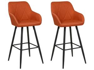 Barhocker DARIEN 2er Set Schwarz - Orange