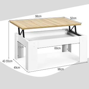 Couchtisch mit erhöhter Tischplatte Weiß - Holzwerkstoff - 50 x 55 x 98 cm