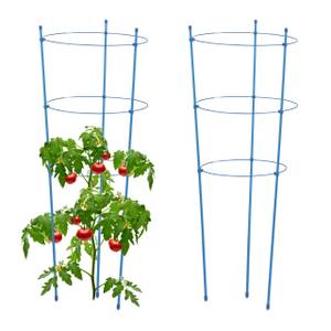 Tuteurs à tomates lot de 2, 76 cm Bleu - Métal - Matière plastique - 28 x 76 x 28 cm