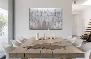 Tableau peint à la main Argentic Loom Gris - Argenté - Bois massif - Textile - 120 x 80 x 4 cm