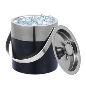 Eiswürfelbehälter aus Edelstahl Schwarz - Silber - Metall - 17 x 26 x 15 cm