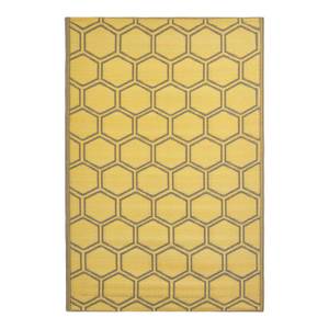 Outdoor Teppich mit Honigwaben-Muster Gelb - Kunststoff - 122 x 1 x 182 cm
