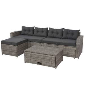 Poly-Rattan Garnitur J34 (4-teilig) Grau - Metall - Kunststoff - Polyrattan - 238 x 68 x 70 cm