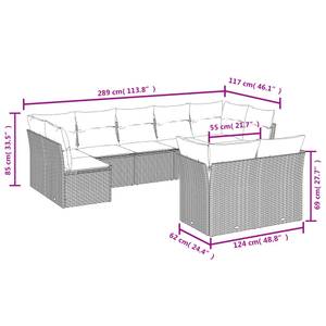 Gartensitzgruppe K2912(9-tlg) Braun - Massivholz - 69 x 62 x 62 cm