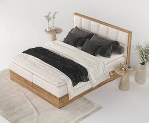 Premium Boxspringbett Makalu Stoff Neve Beige - Breite: 189 cm