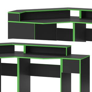 Bureau ordinateur Kron noir/Vert Set 6 Noir - Vert - Bois manufacturé - 90 x 87 x 90 cm