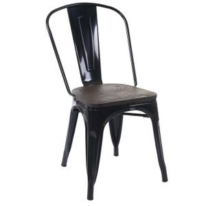 Stuhl A73 Holz-Sitzfläche (2er-Set) Schwarz - Braun