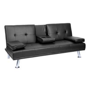 3er-Sofa F60 Schwarz - Kunstleder