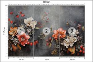 Fototapete BLUMEN Blätter 3D Vintage 300 x 210 x 210 cm