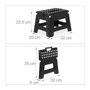 Klapphocker faltbar M Schwarz - Weiß - Kunststoff - 35 x 22 x 28 cm