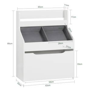 Bibliothèque Enfant avec Paniers KMB71-W Blanc - Bois manufacturé - 63 x 80 x 32 cm