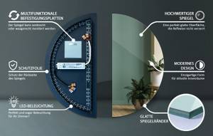 Halbrunder LED-Spiegel (Kalt 6500K) 50 x 100 cm