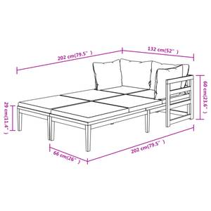 Sonnenliege (2er Set) 3014466-7 Weiß - Massivholz - Holzart/Dekor - 60 x 60 x 66 cm