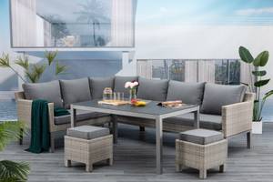 Dining Lounge Set Maya Alu / Polyrattan Grau - Metall - Polyrattan