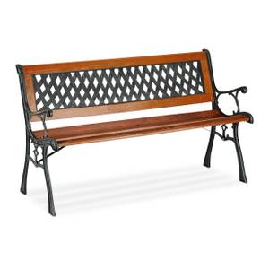 Banc de jardin bois et fonte Marron - Vert - Bois manufacturé - Métal - Matière plastique - 125 x 73 x 53 cm