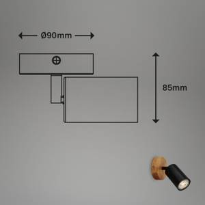 Spot, schwarz, mit Holz, exkl. 1xGU10 9W 9 x 9 cm