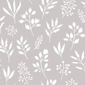 papier peint fleurs au style scandinave Gris