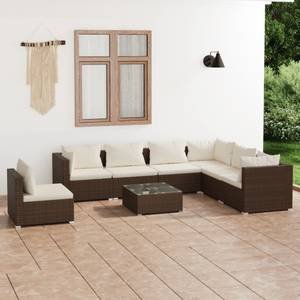 Garten-Lounge-Set (8-teilig) 3013636-7 Braun - Weiß - Metall - Polyrattan - 60 x 30 x 60 cm