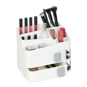 Make Up Organizer mit Schubladen Grau - Weiß - Kunststoff - 26 x 22 x 21 cm