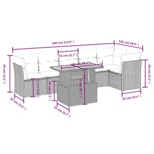 Gartensitzgruppe K756(7-tlg) Schwarz - Massivholz - 69 x 62 x 62 cm