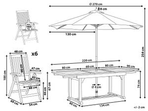 Gartenset JAVA 8-tlg Beige - Eiche Hell