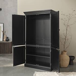 Mahagoniholzschrank LONDON Schwarz - Massivholz - 100 x 190 x 100 cm