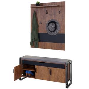 Garderobe mit Sitzbank A27 Braun - Holzwerkstoff - 110 x 53 x 30 cm
