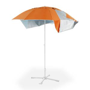 Sonnenschirm Strandmuschel orange Orange - Silber - Weiß - Metall - Kunststoff - Textil - 175 x 210 x 175 cm