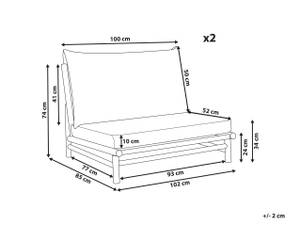 Chaise de jardin TODI Blanc crème - Chêne clair - Blanc