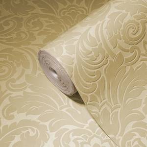 Barocktapete mit Flock Beige - Kunststoff - Textil - 53 x 1005 x 1 cm